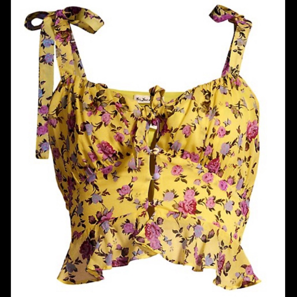 For Love & Lemons❤️BEAUMONT Silk Yellow Floral Top